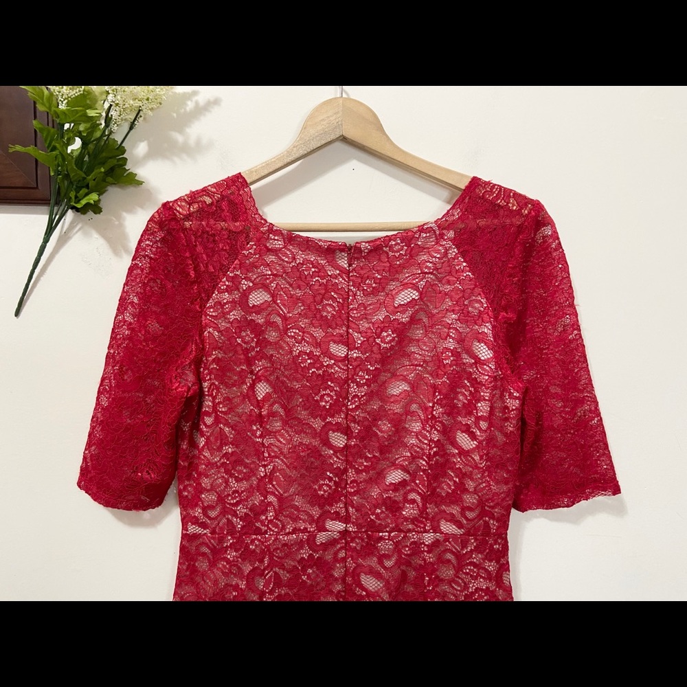 SOLD-----------Jax Women's Size 12 Red Lace Lined Knee Length Dress - Picture 5 of 14